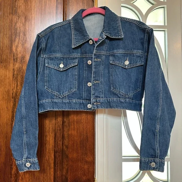 NWT Chiara Ferragni Extremely Rare Cropped Blue Denim Jacket - Picture 2 of 5